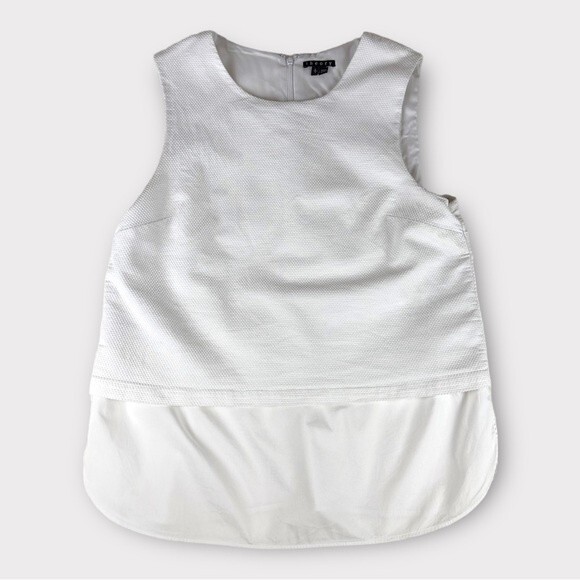 Theory White Sleeveless Blouse with attached Undershirt - Size Large - Picture 7 of 16